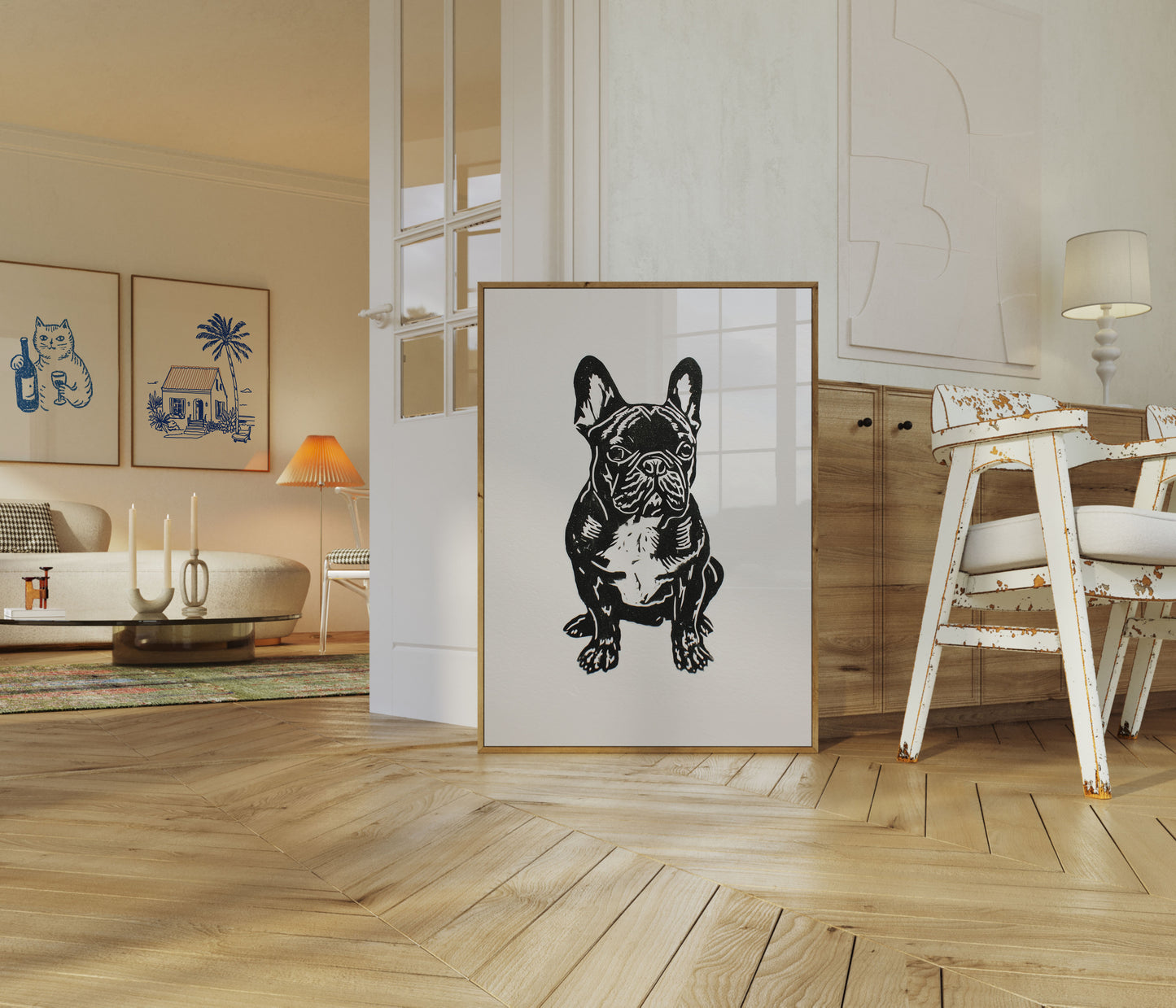 French Bulldog Black and White Poster