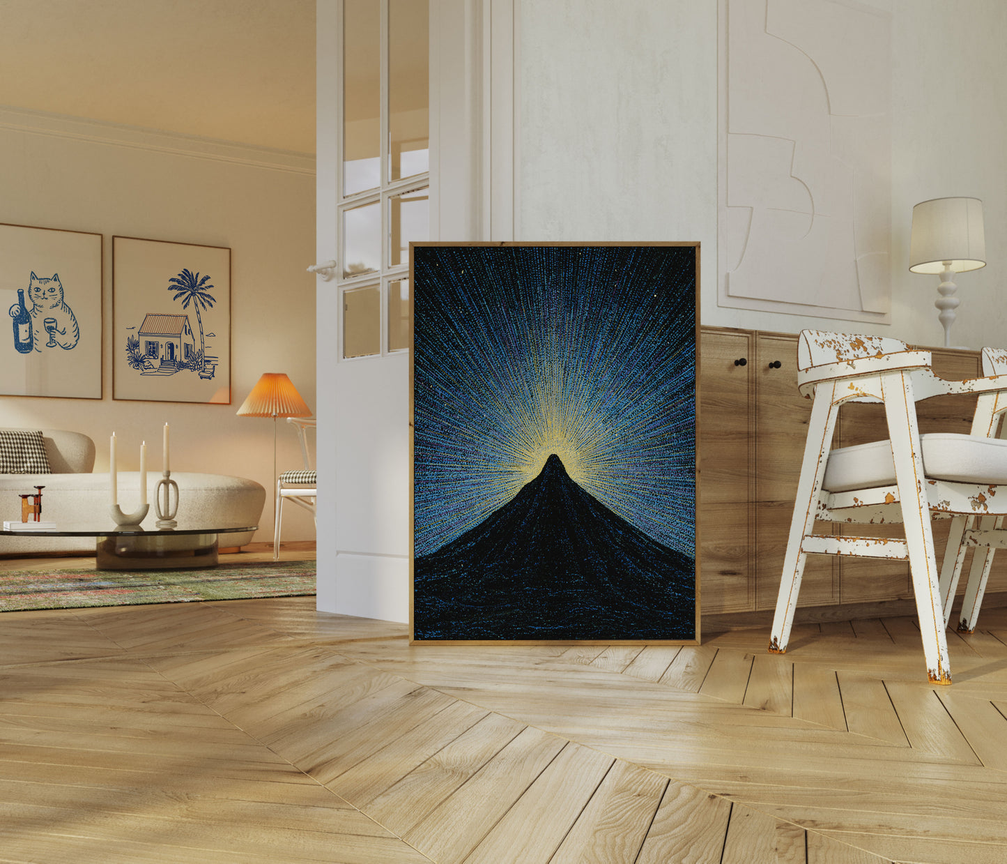 Digitaler Berg-Sonnenaufgang-Poster