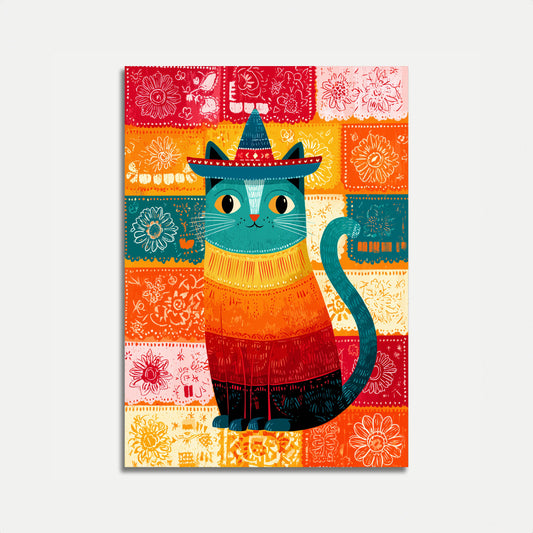 Poster Gatto in Festa con Sombrero