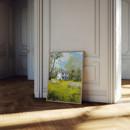 Countryside Meadow Farmhouse Poster
