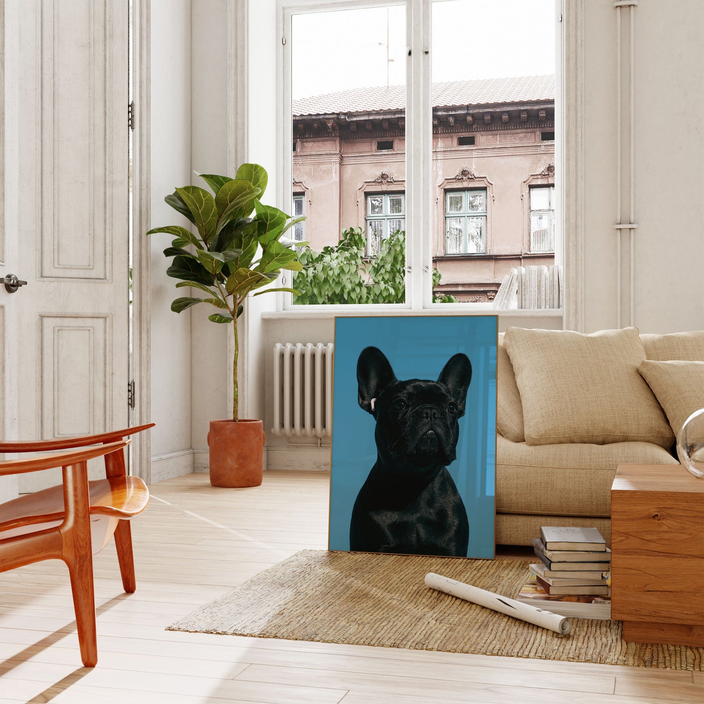 Black French Bulldog Portrait Poster