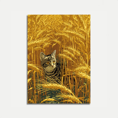 Stribet Kat i Gylden Hvede Plakat