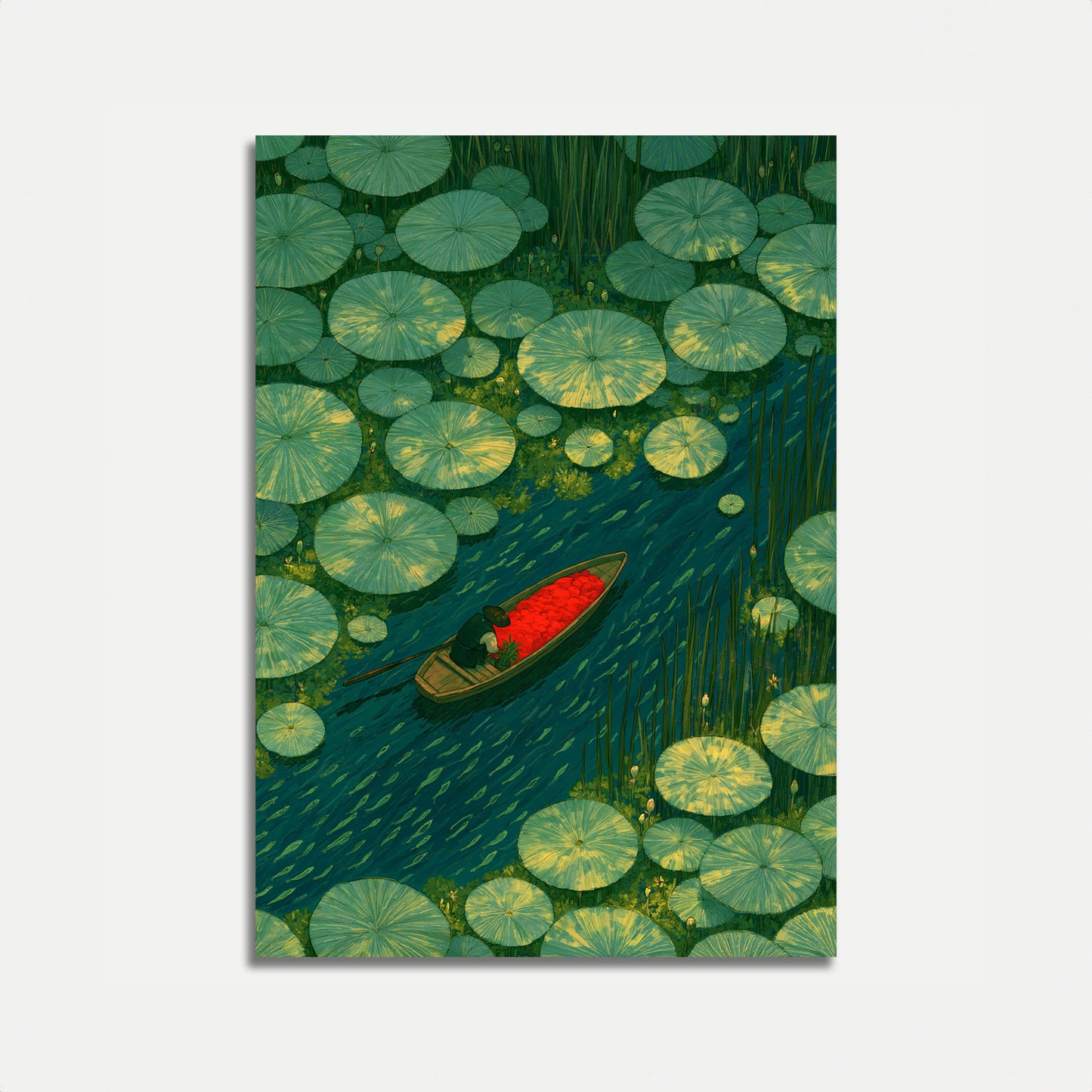 Serene Lily Pad Boat Poster