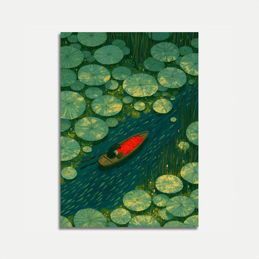 Serene Lily Pad Boat Poster