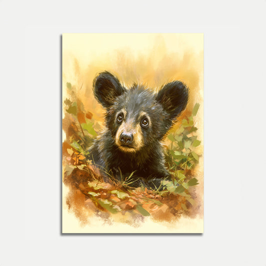 Ungt svart björnporträtt affisch