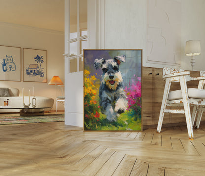 Verspielter Schnauzer Garten Poster