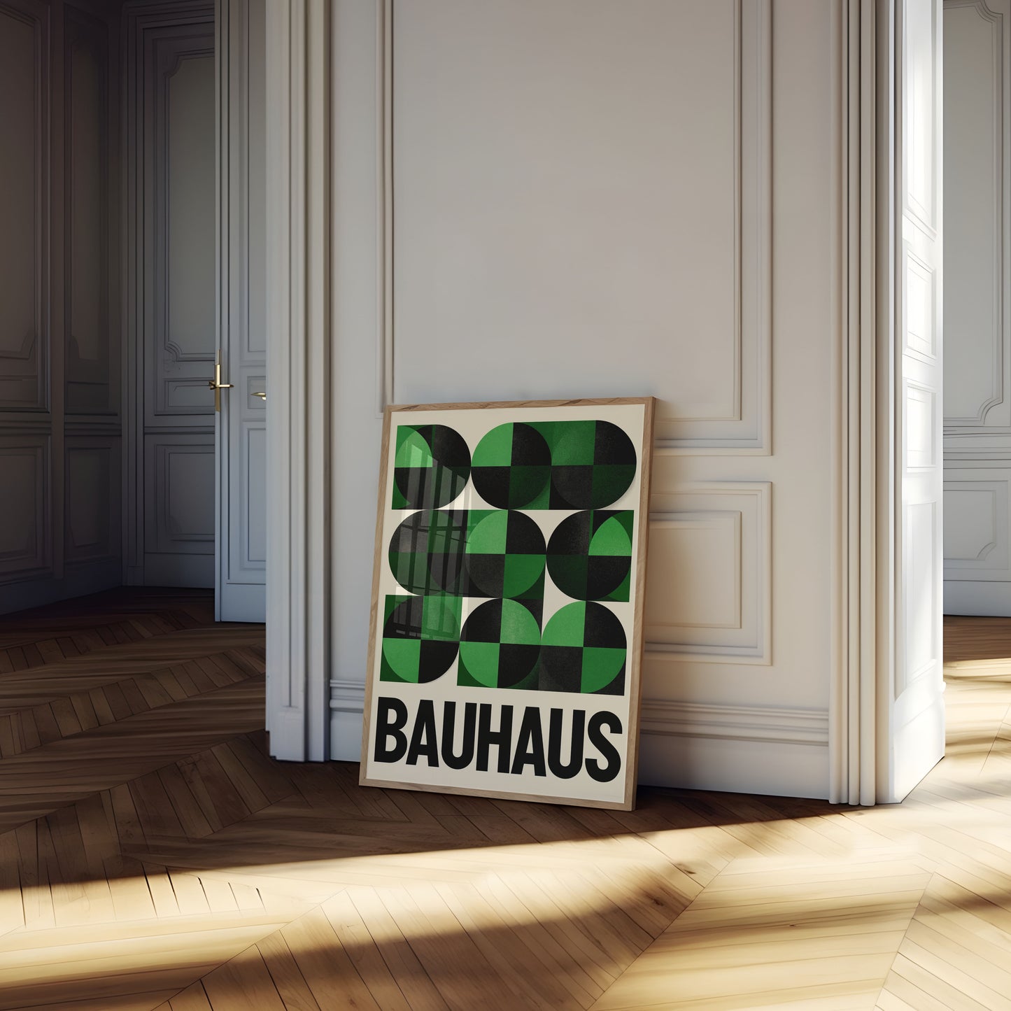 Bauhaus plakát s geometrickými kruhy