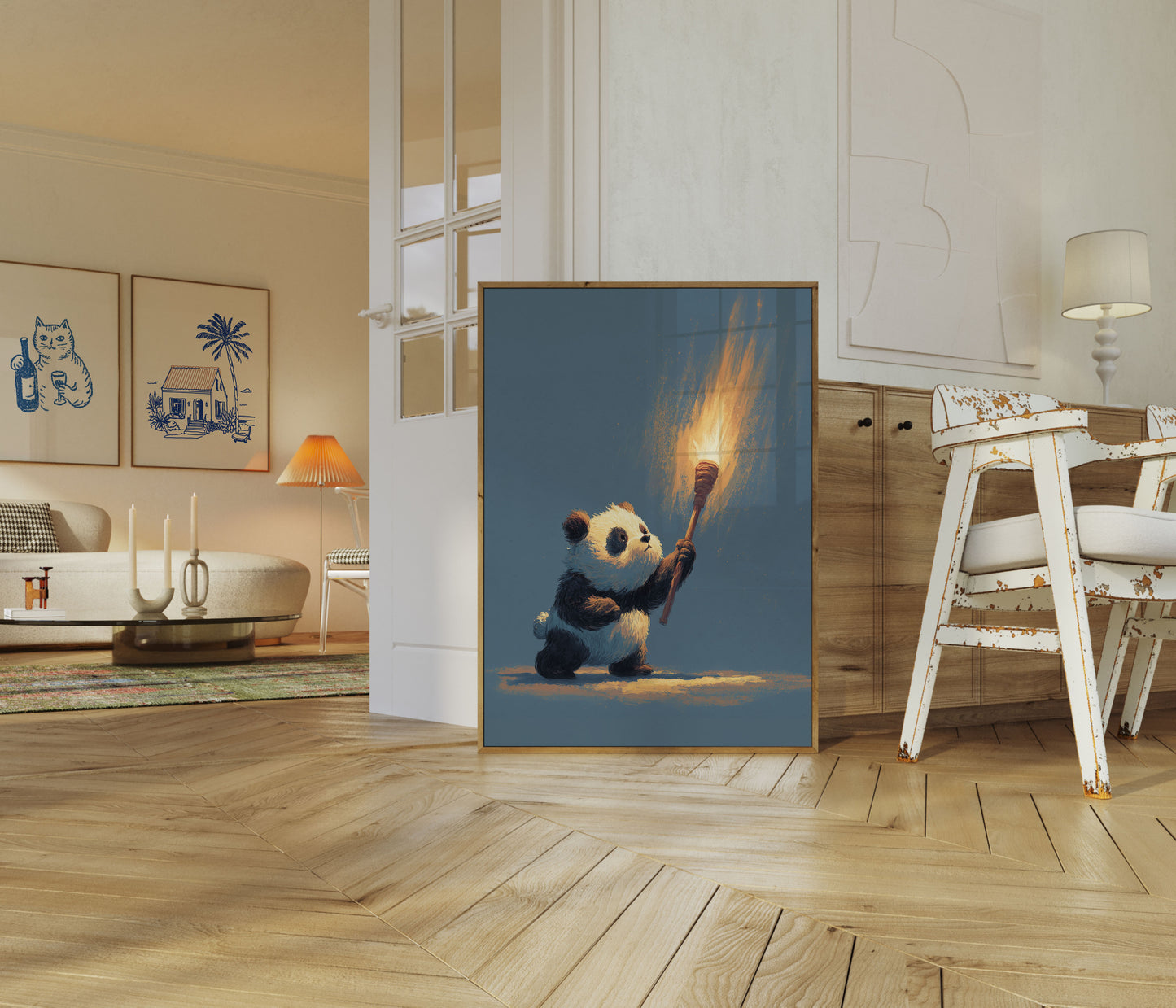 Flaming Torch Panda Adventure Poster