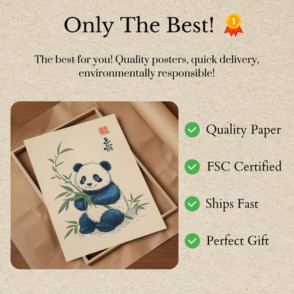 Affiche Panda Mignon avec Bambou