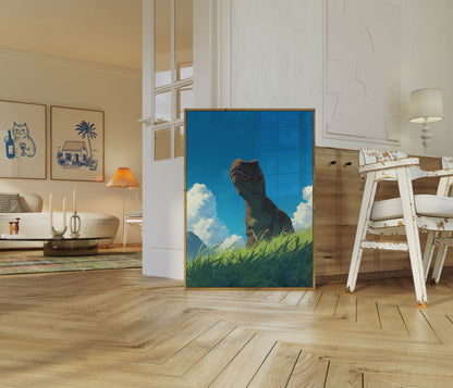 Póster de paisaje de depredador prehistórico