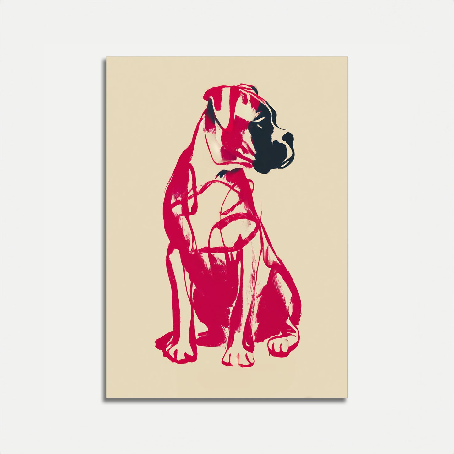 Vibrant Red Dog Silhouette Poster