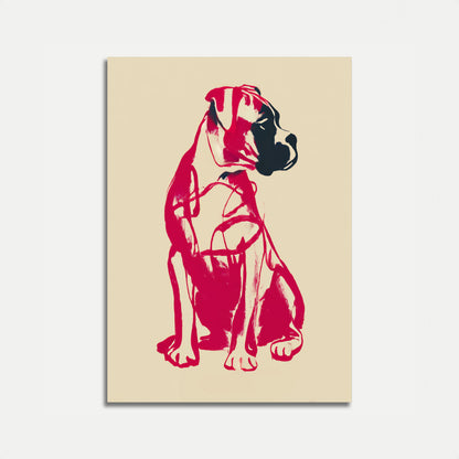 Vibrant Red Dog Silhouette Poster