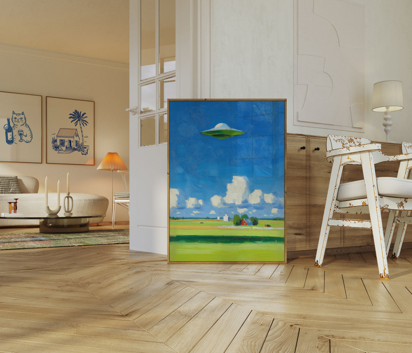 Póster de la granja Visitante inesperado