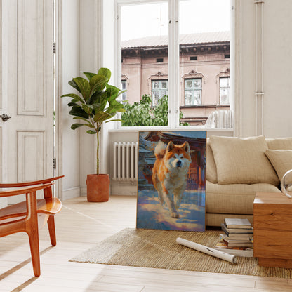 Majestic Winter Akita Dog Poster