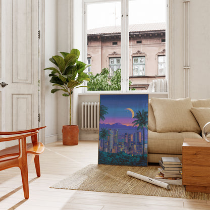 Neon City Skyline Night Plakat