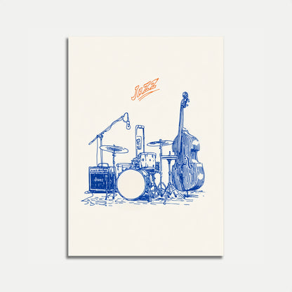 Blue Jazz Instruments Poster
