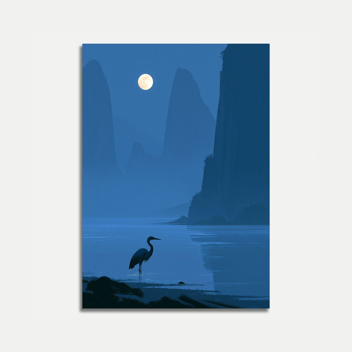 Reiher im Mondlicht Poster