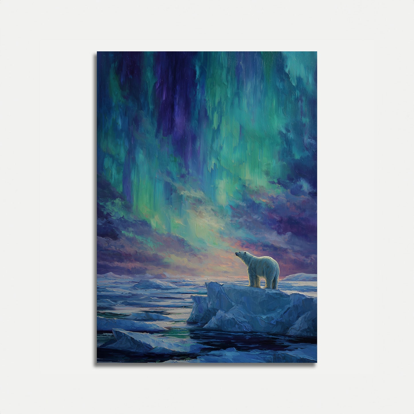 Affiche Ours Polaire Aurores Boréales