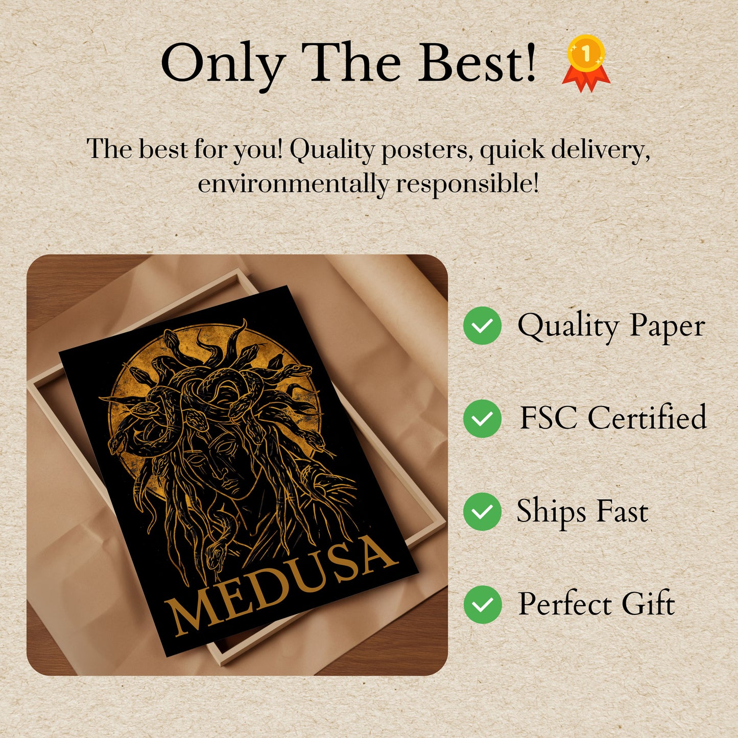 Medusa Mytologi Guld Legende Plakat