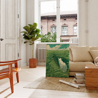 White Cat in Grassland Poster