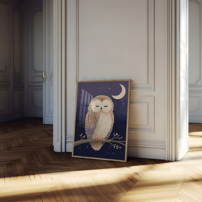 Søvnig Ugle Nattehimmel Plakat