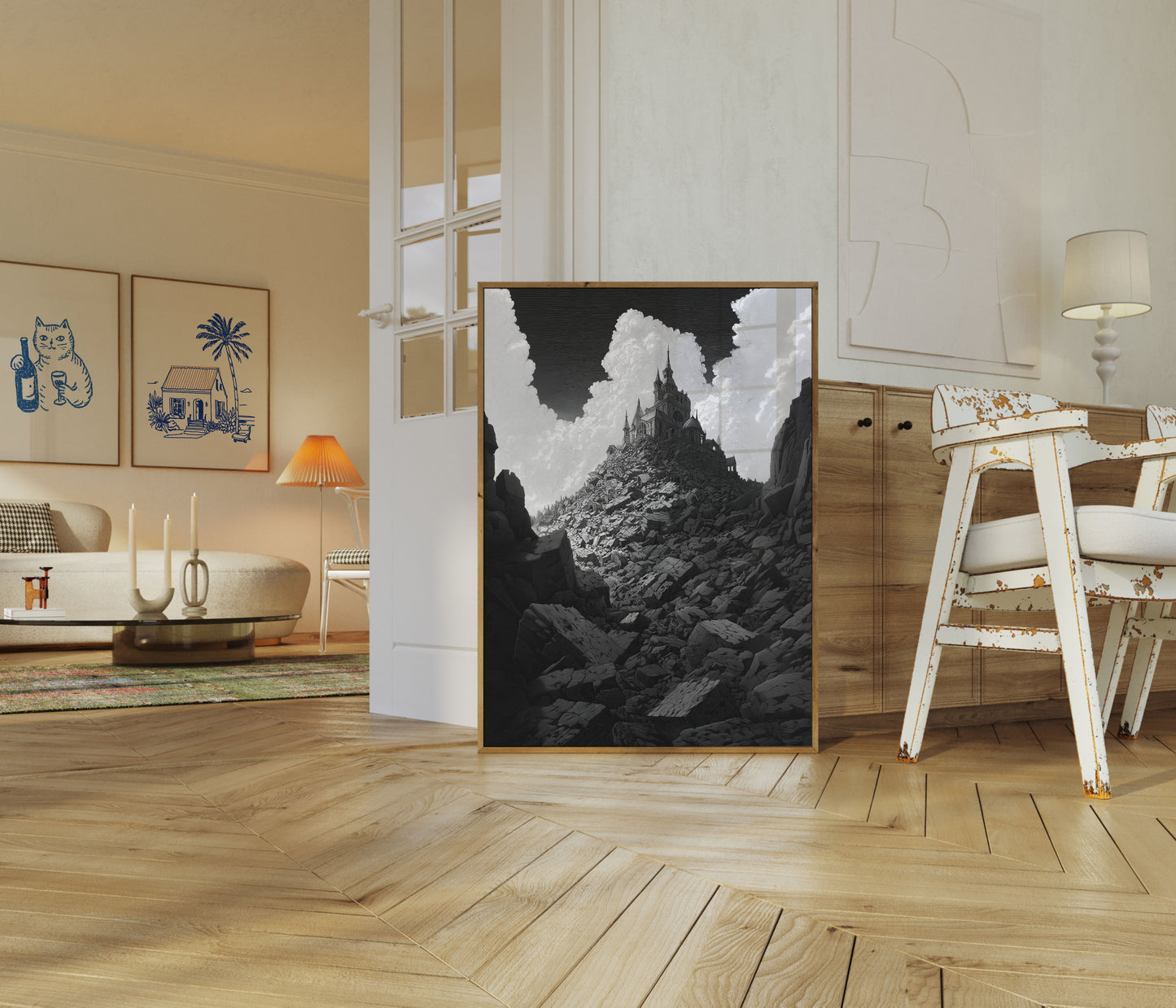 Gothic Castle Mountain Ruins Poster