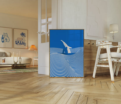 Whale Breaching Ocean Waves Poster