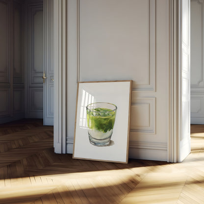 Grüner Matcha-Cocktail Aquarell Poster