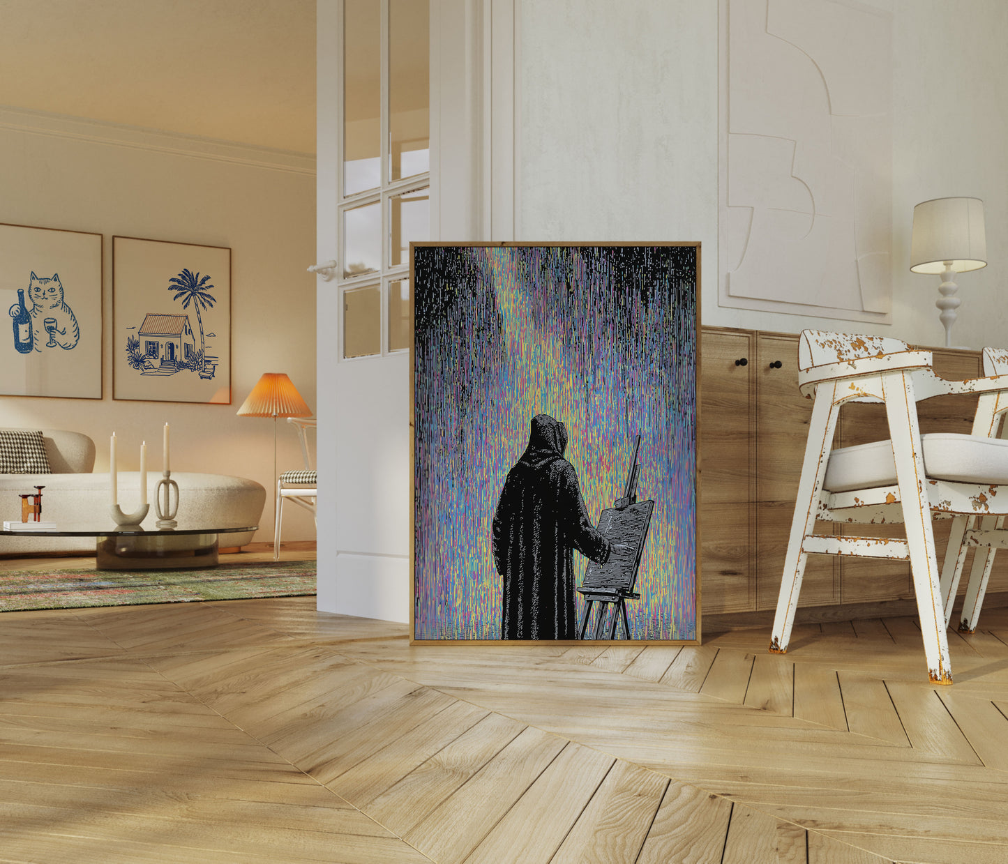 Artista Creando Póster de Realidad Digital