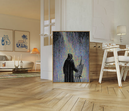 Artista Creando Póster de Realidad Digital