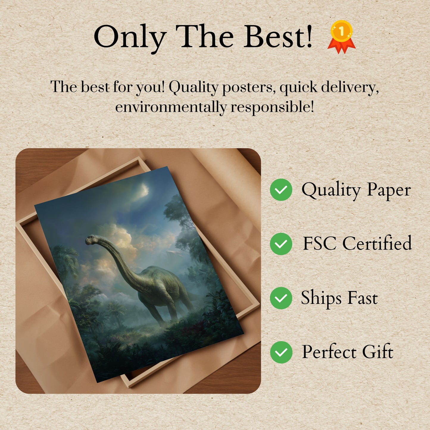 Ancient Brontosaurus Landscape Poster