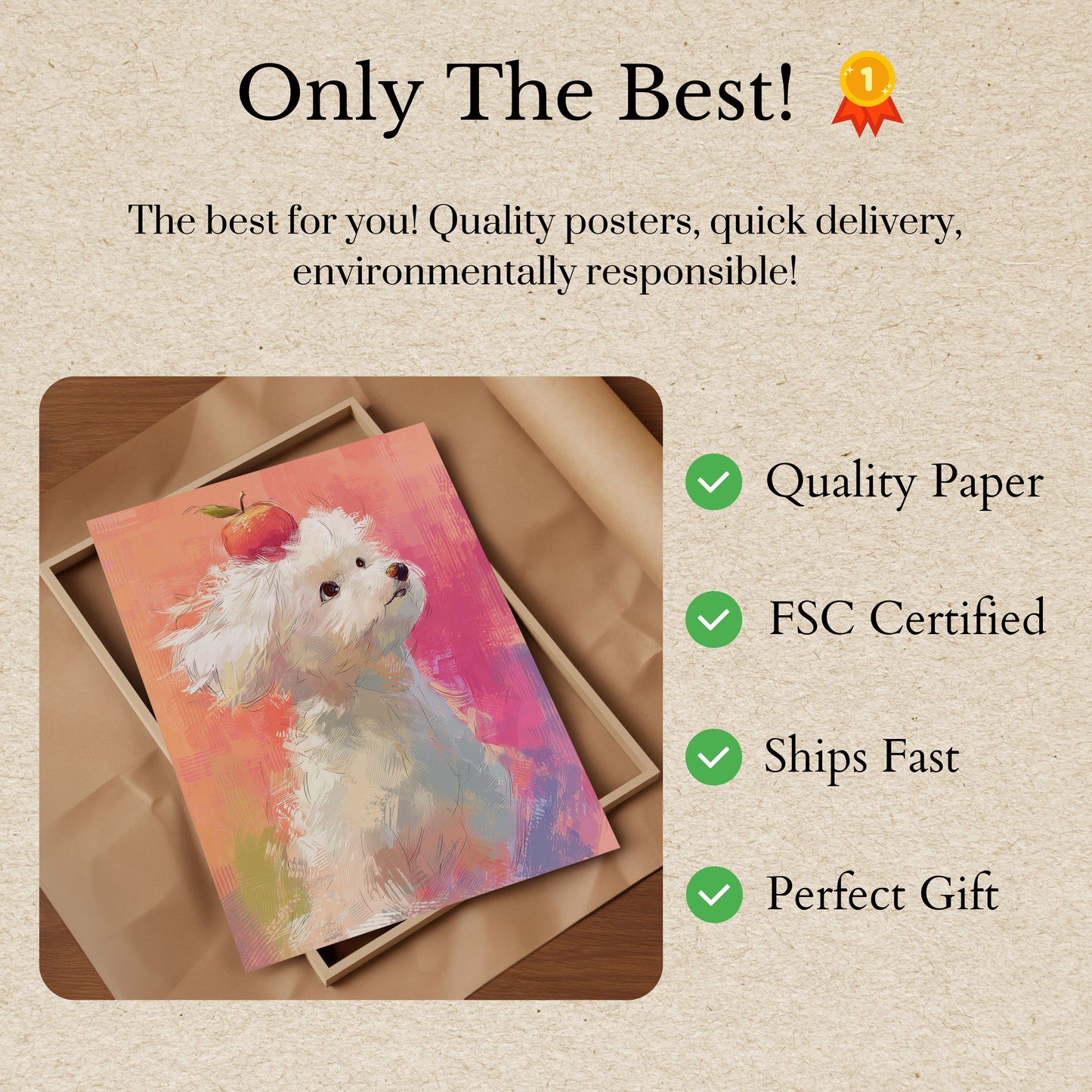 Puchaty Pies z Jabłkiem Plakat