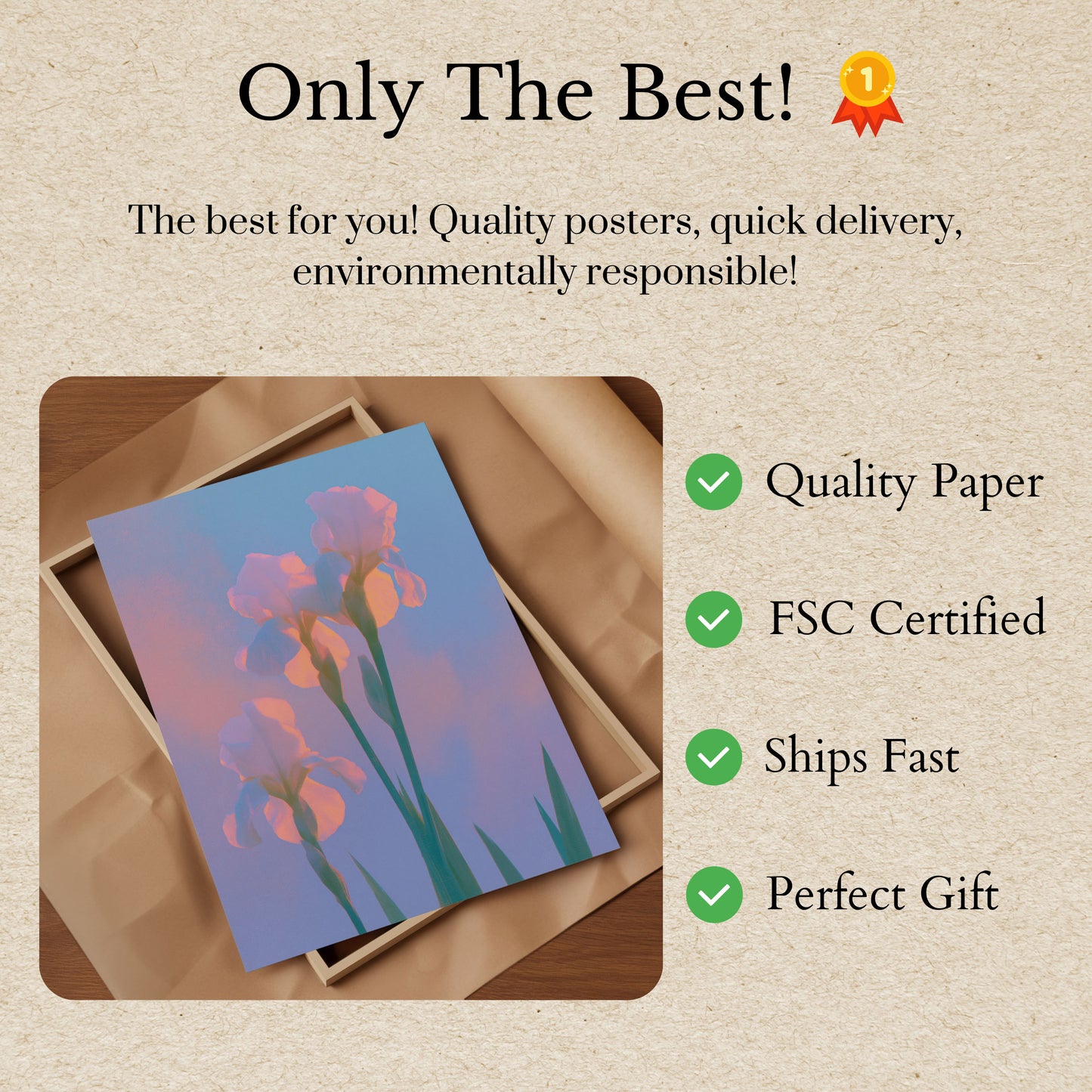 Iris Flowers at Sunset Poster