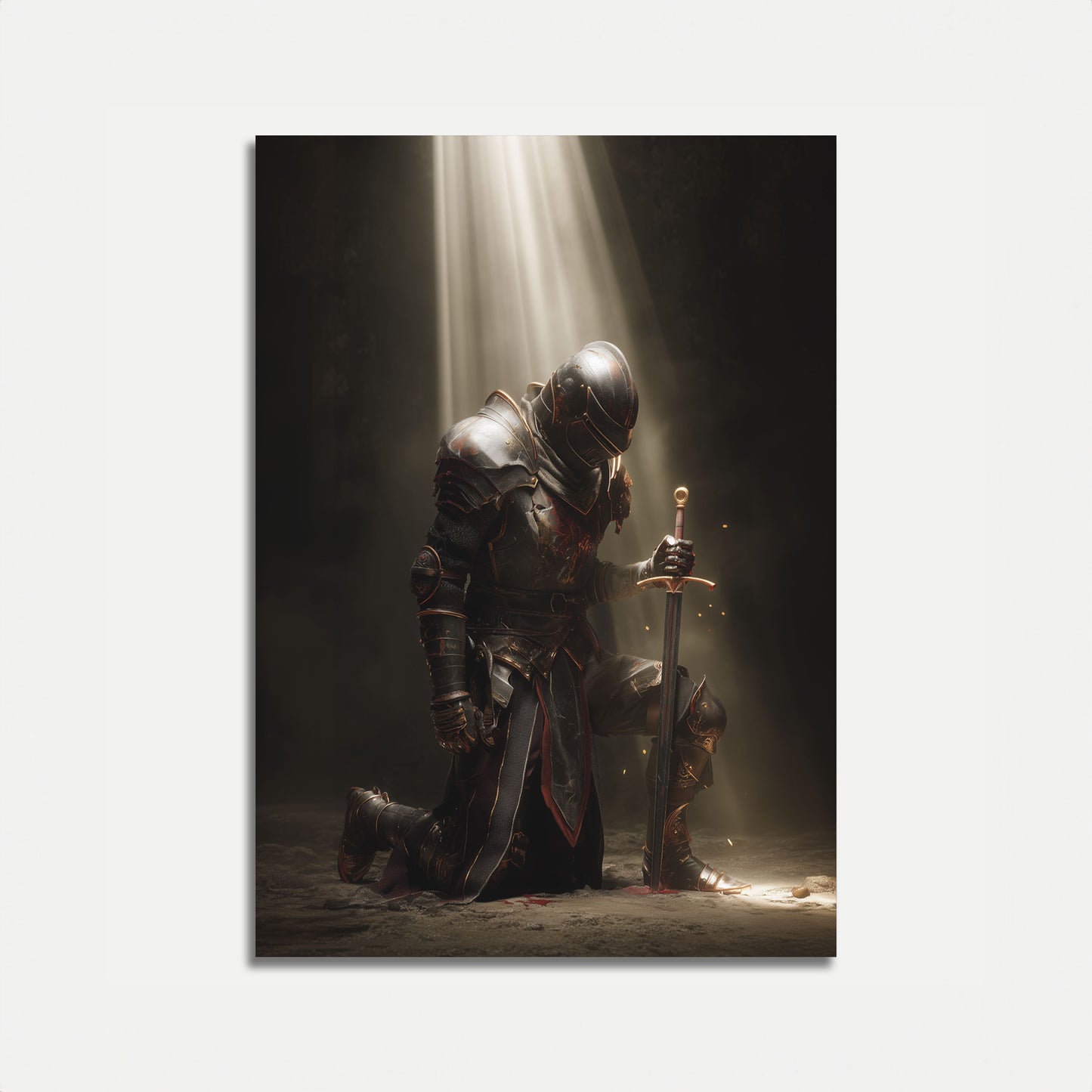 Fallen Knight in Radiant Light Poster