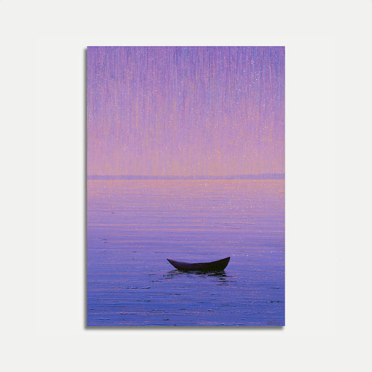 Pôster: Barco Solitário ao Pôr do Sol