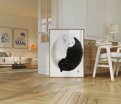 Yin Yang Cats Poster