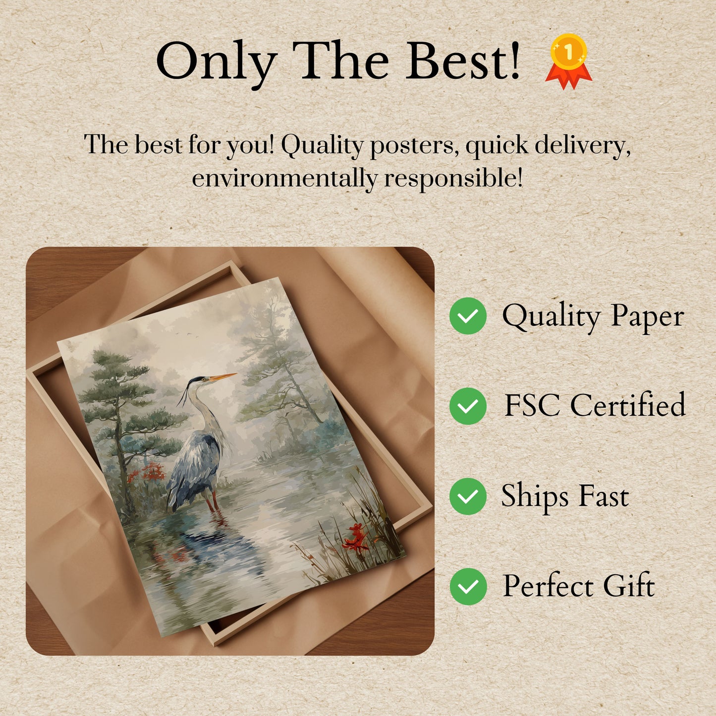 Sanfter Reiher Aquarell Poster