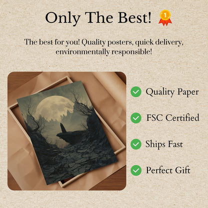 Lone Wanderer Mountain Moon Poster