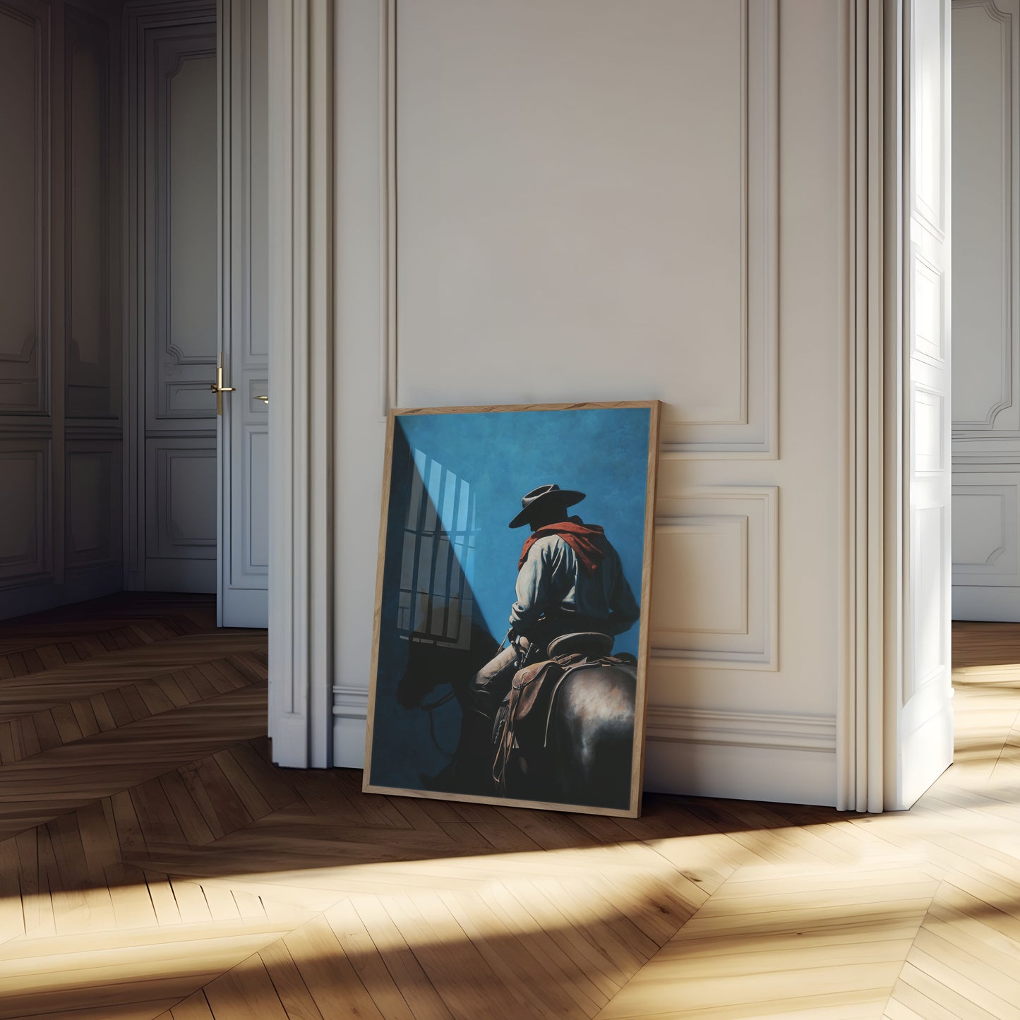 Lone Cowboy Blue Shadow Poster