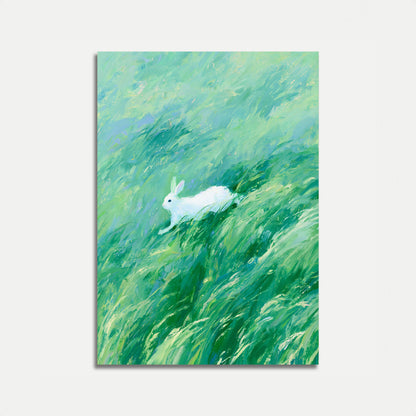 Witte Haas Rent Door Gras Poster