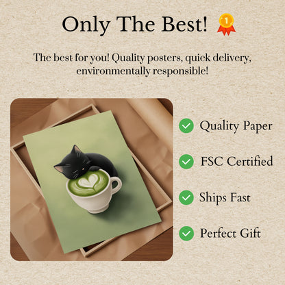 Póster de gato matcha soñoliento