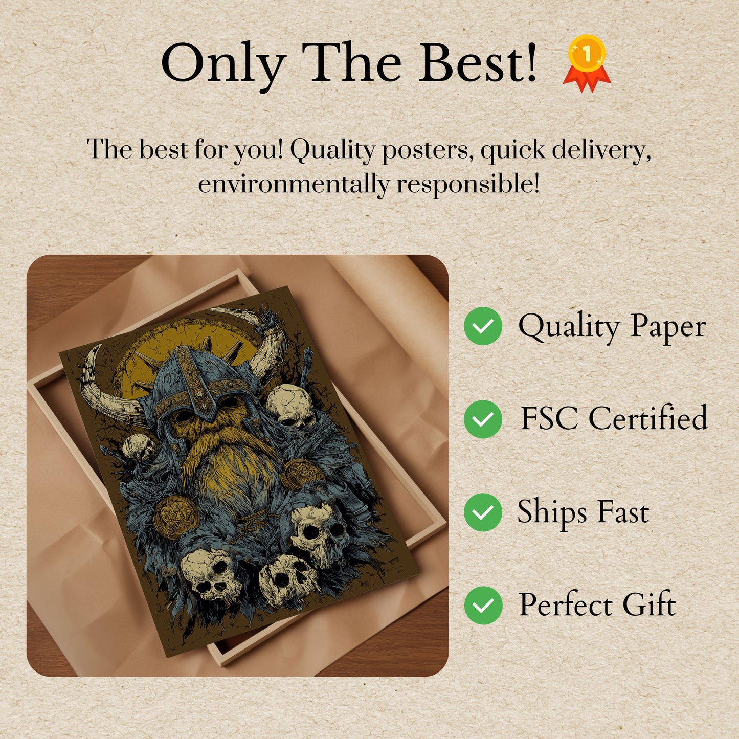 Viking Warrior Skull Poster