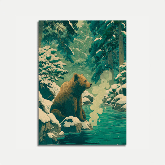 Björn vid Skogsbäcken Affisch