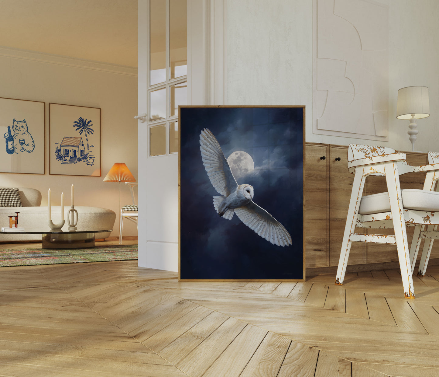 Barn Owl Moonlight Flight Poster