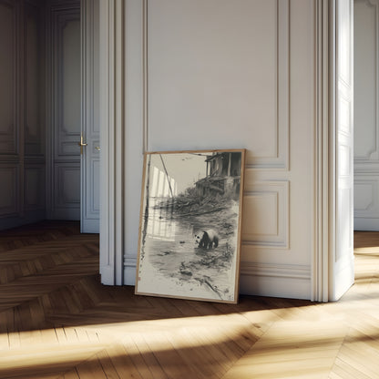 Panda by the Riverside Poster