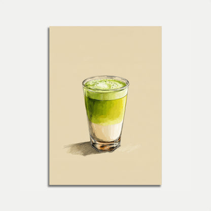 Mehrschichtiges Matcha-Getränk-Poster