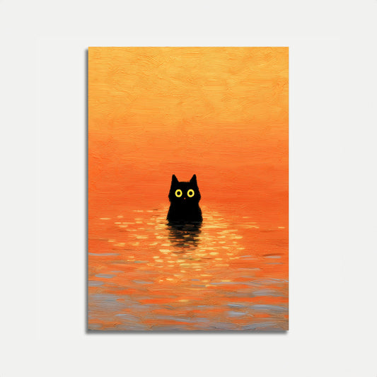 Midnight Cat Sunset Poster