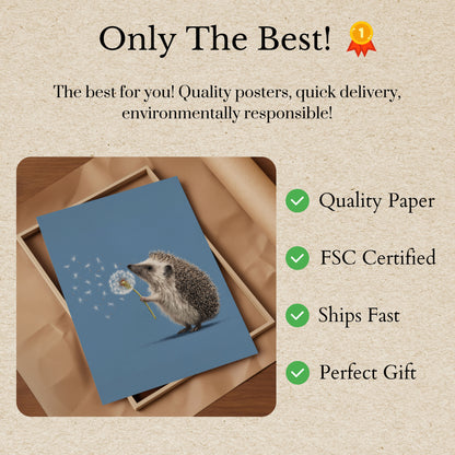 Cute Hedgehog Dandelion Poster