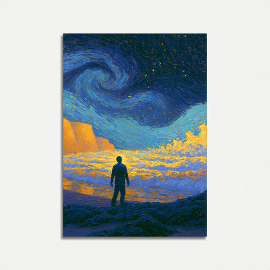 Solitary Dreamer Under Starry Skies Poster
