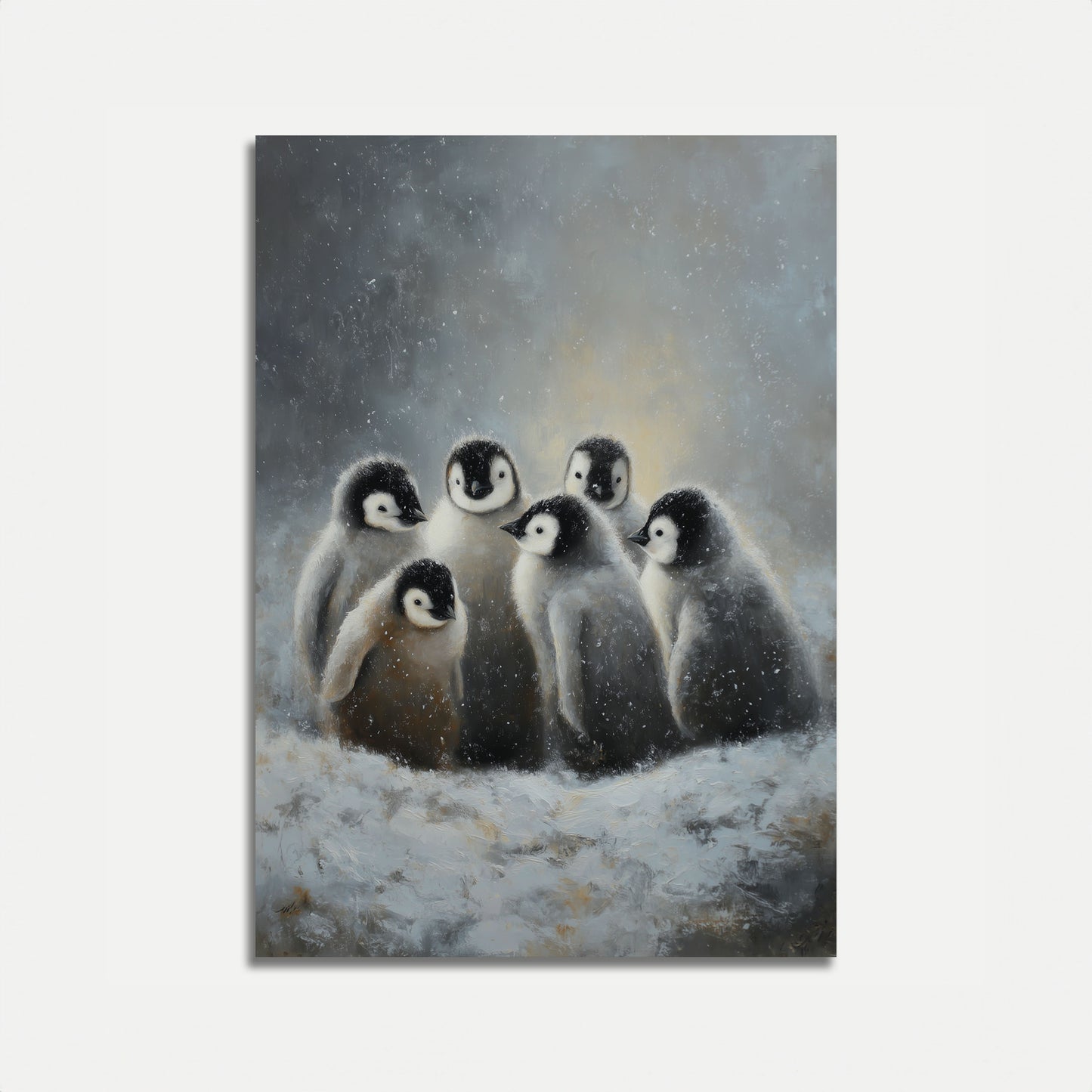 Affiche Poussins Manchots Empereurs dans la Neige
